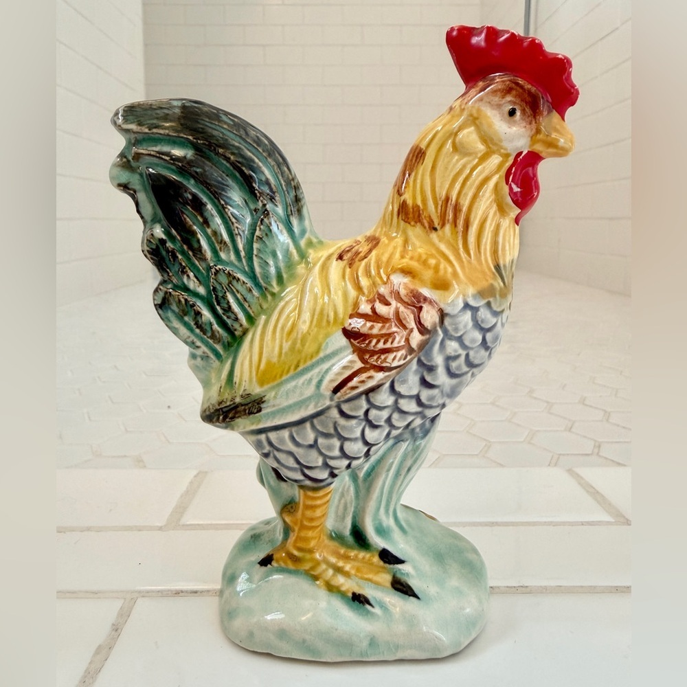Vintage Enesco Ceramic Rooster Figurine 6" Farmhouse Country Kitchen Decor